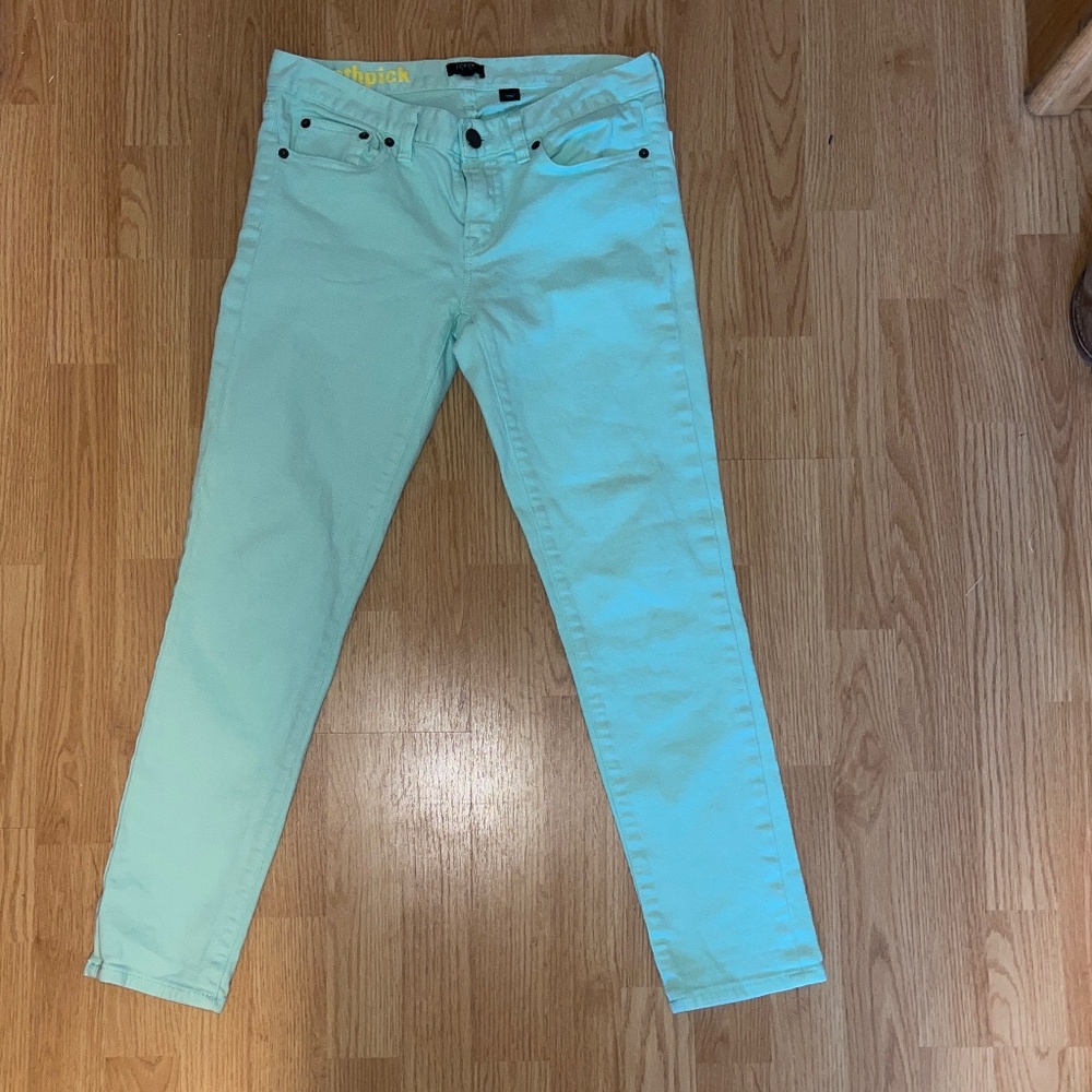 J. Crew Aqua Toothpick Stretch Mid Rise Stretch Ankle Pants Size 27 - Picture 2 of 9